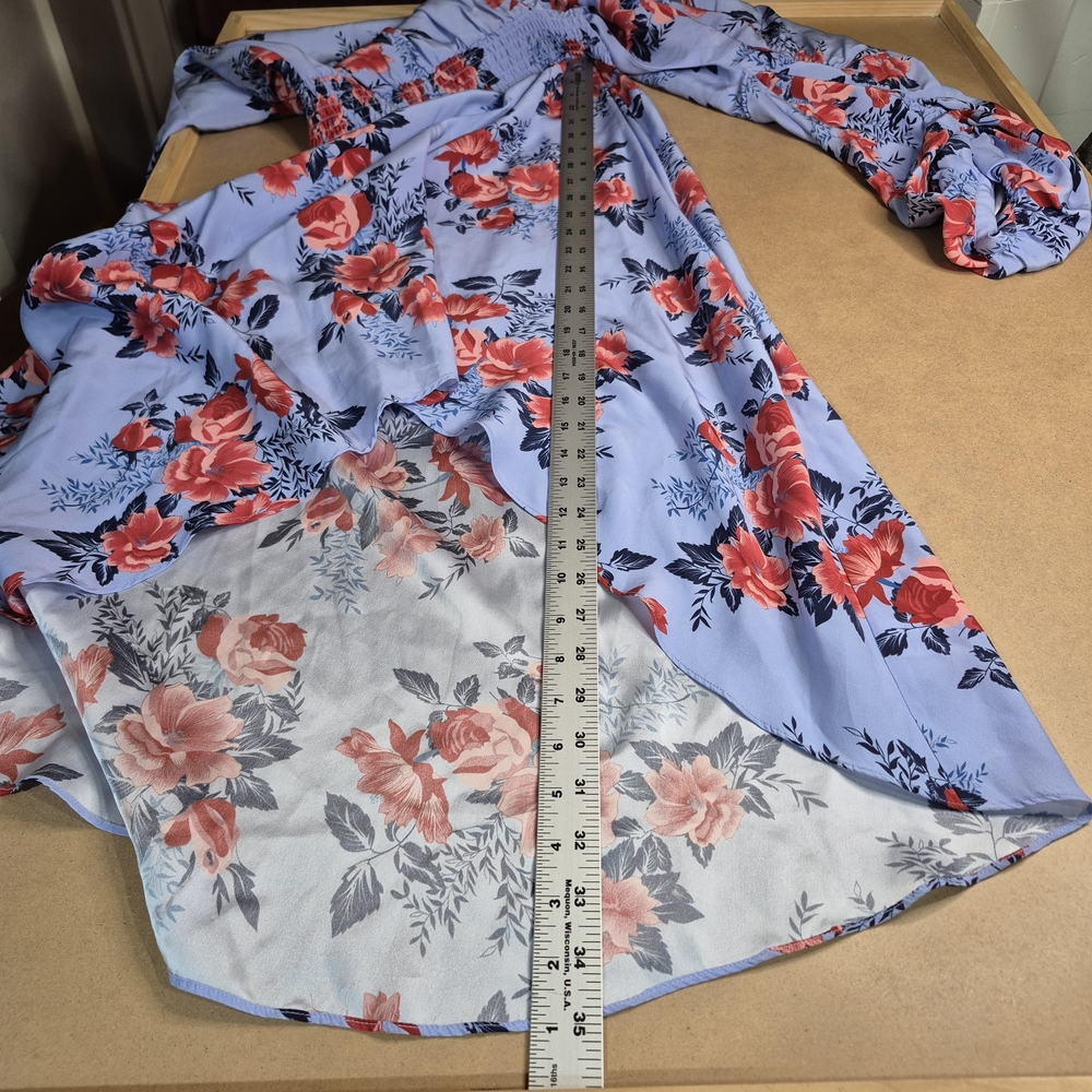 Parker Light Blue and Red Floral Silk Maxi Dress - Picture 5 of 11